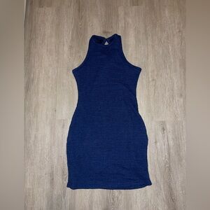 SHEIN essence keyhole back halter bodycon dress in the color navy blue